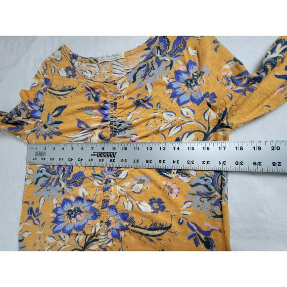 We The Free Women's Dreamed of You Floral Ruched Front Long Sleeve Top Yellow XL - Picture 7 of 8